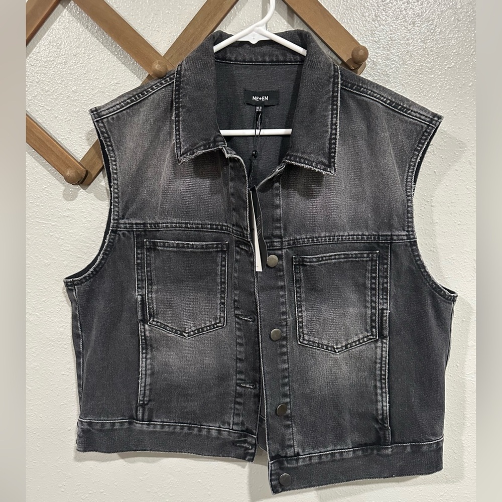 NWT ME+EM Womans denim black wash vest size 12
